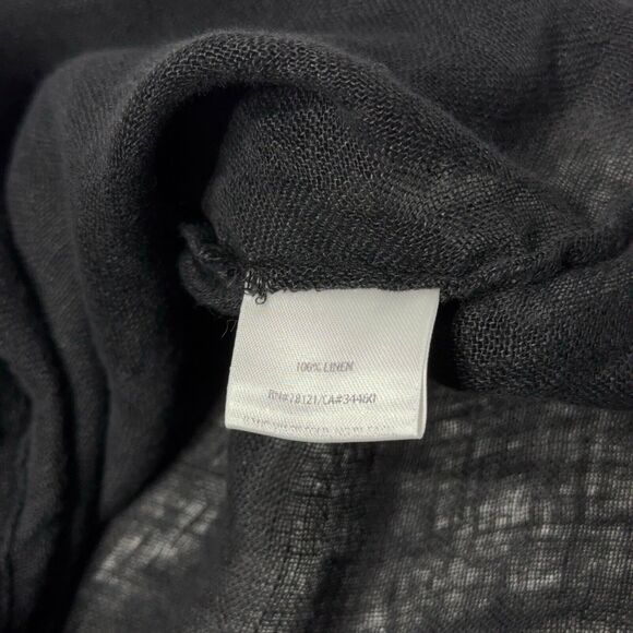 Eileen Fisher Sleeveless Oversized Blouse Black Italian Linen Buttons Women’s XS - Picture 9 of 13